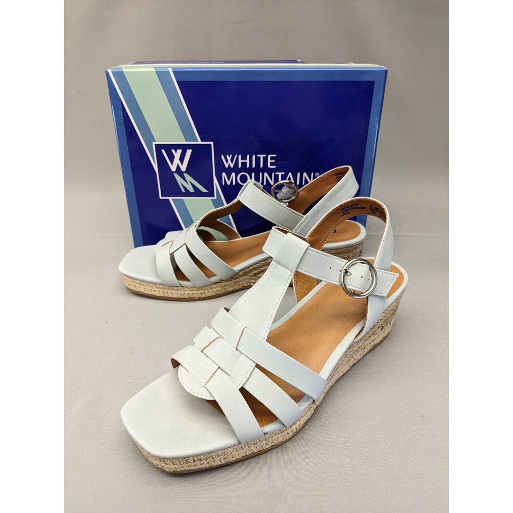 WHITE MOUNTAIN Women's Stormy Wedge Sandal, Cornflower Blue/Smooth, 9.5M